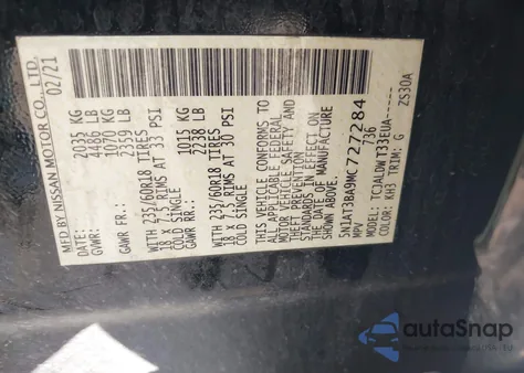 2021 Nissan Rogue Sv Fwd z USA, uszkodzony, nr VIN 5N1AT3BA9MC727284